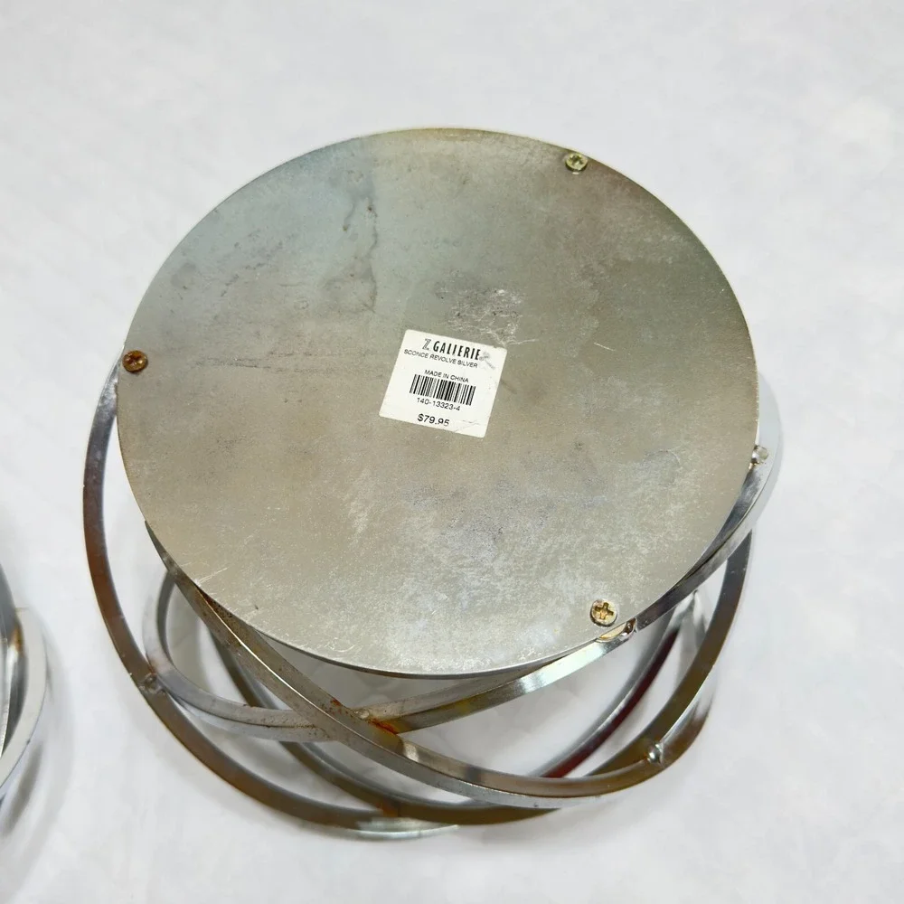 Z Gallerie Revolve Silver Wall Sconce Pair Taper Holder 18